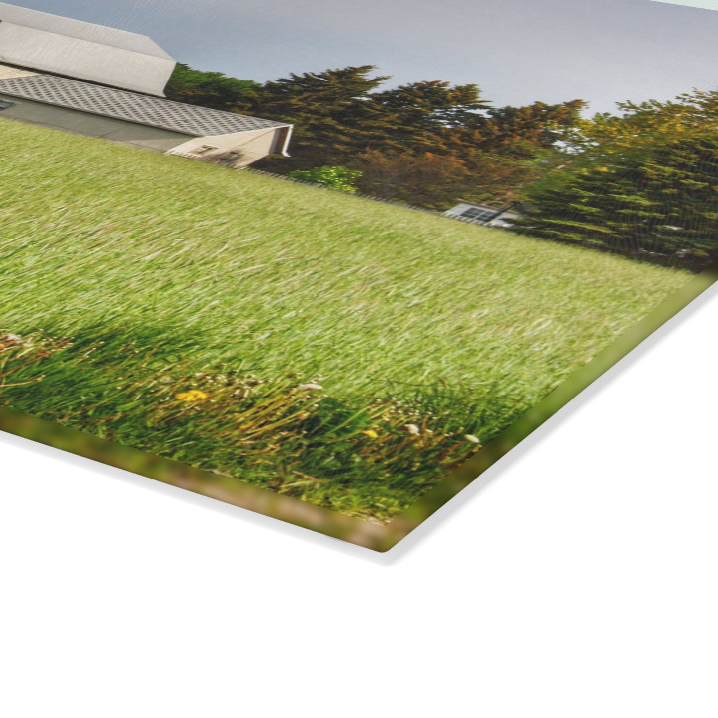 U R There Photography North Graf Road White Rustic Farmhouse Tempered-Glass Cutting Board