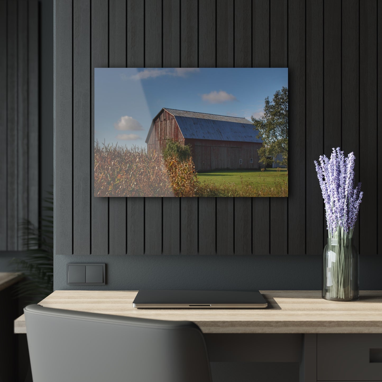 U R There Photography Croswell Fargo Road Red Rustic Farmhouse Acrylic Wall Print