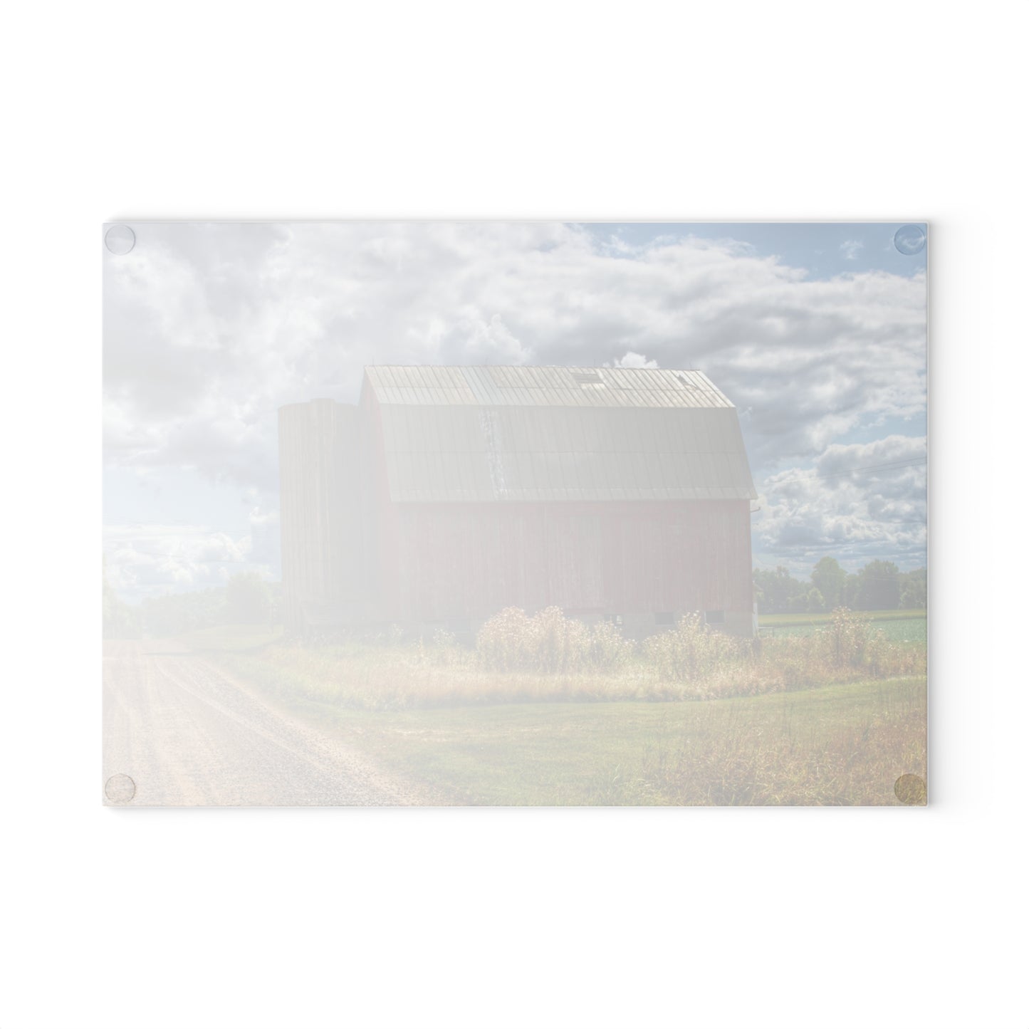 U R There Photography Haines Road Red Rustic Farmhouse Tempered-Glass Cutting Board
