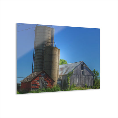 U R There Photography East Swaffer Grey and Little Red Rustic Farmhouse Acrylic Wall Print 14 "x 11"