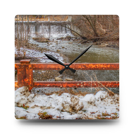 Piersonville Road Dam Rustic Farmhouse Acrylic Analog Wall Clock 10.75'' × 10.75'' (Square)