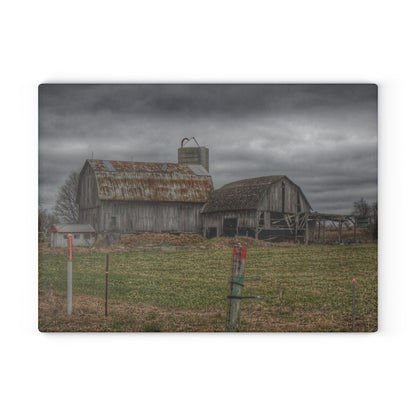 U R There Photography Dodge Road Grey II Rustic Farmhouse Tempered-Glass Cutting Board