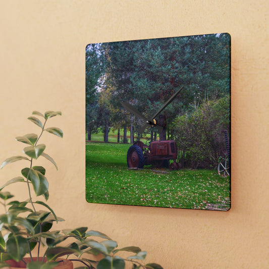 U R There Photography Casey Road Yard Art II Rustic Farmhouse Acrylic Analog Wall Clock