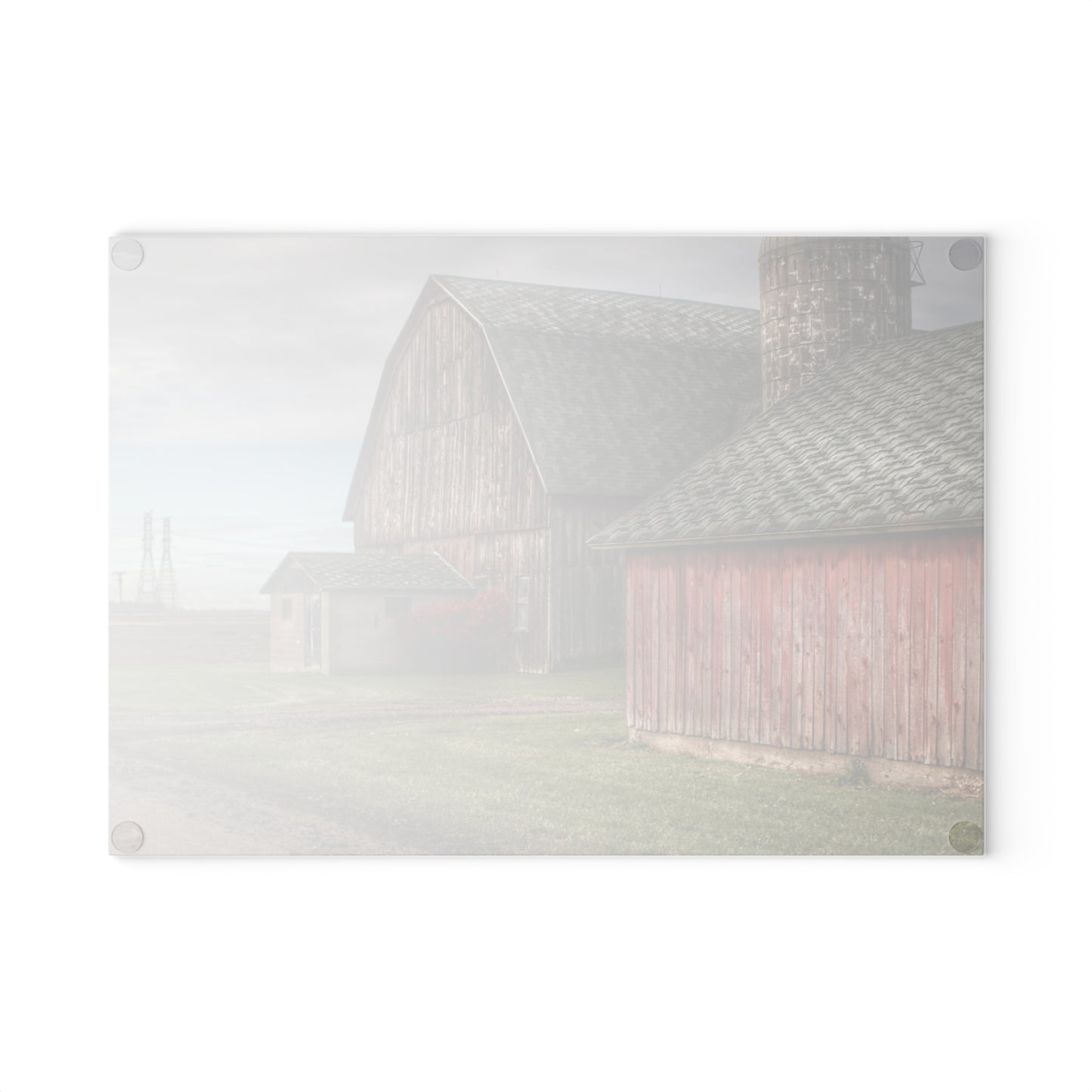 U R There Photography Roedel Roadside Reds III Rustic Farmhouse Tempered-Glass Cutting Board
