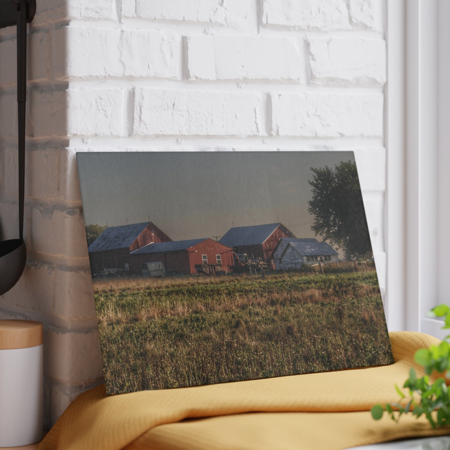 U R There Photography Shaw Road Farm Rustic Farmhouse Tempered-Glass Cutting Board