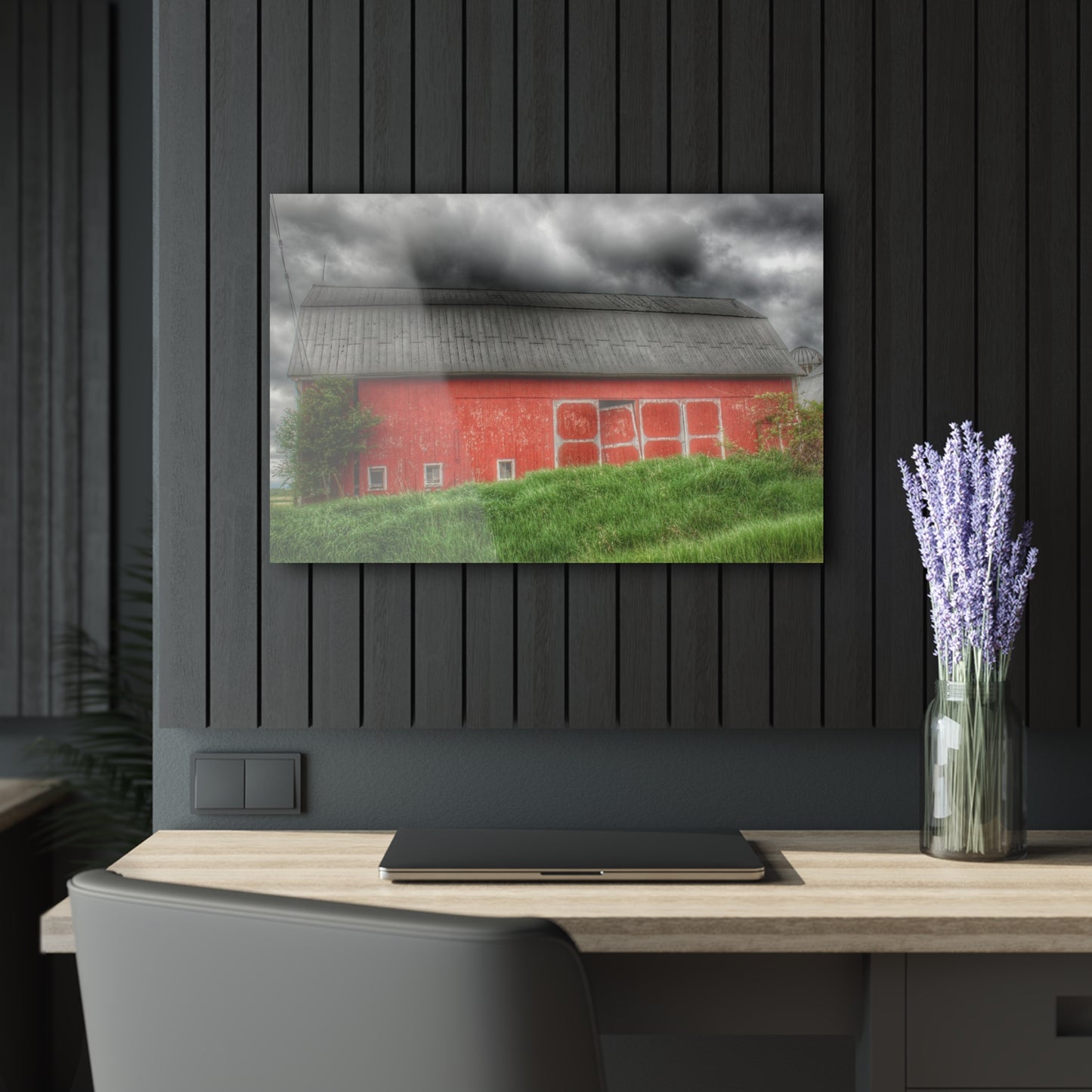 U R There Photography Square Road Red II Rustic Farmhouse Acrylic Wall Print