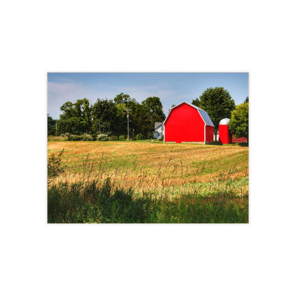 U R There Photography Bristol Road Red and Silo Rustic Farmhouse Decorative Ceramic Tile 6" × 8" Glossy