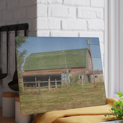 U R There Photography Farrand Road Red with Corral Rustic Farmhouse Tempered-Glass Cutting Board