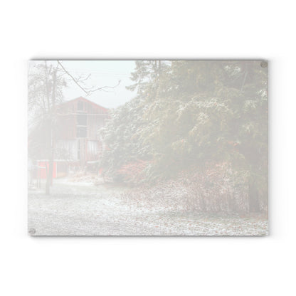 U R There Photography Lum Hidden Red Rustic Farmhouse Tempered-Glass Cutting Board