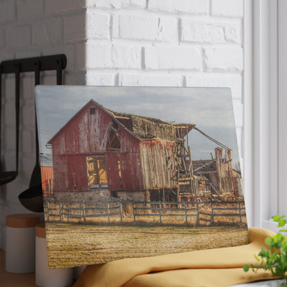U R There Photography Irish Road Old Red I Rustic Farmhouse Tempered-Glass Cutting Board 8"x 11"