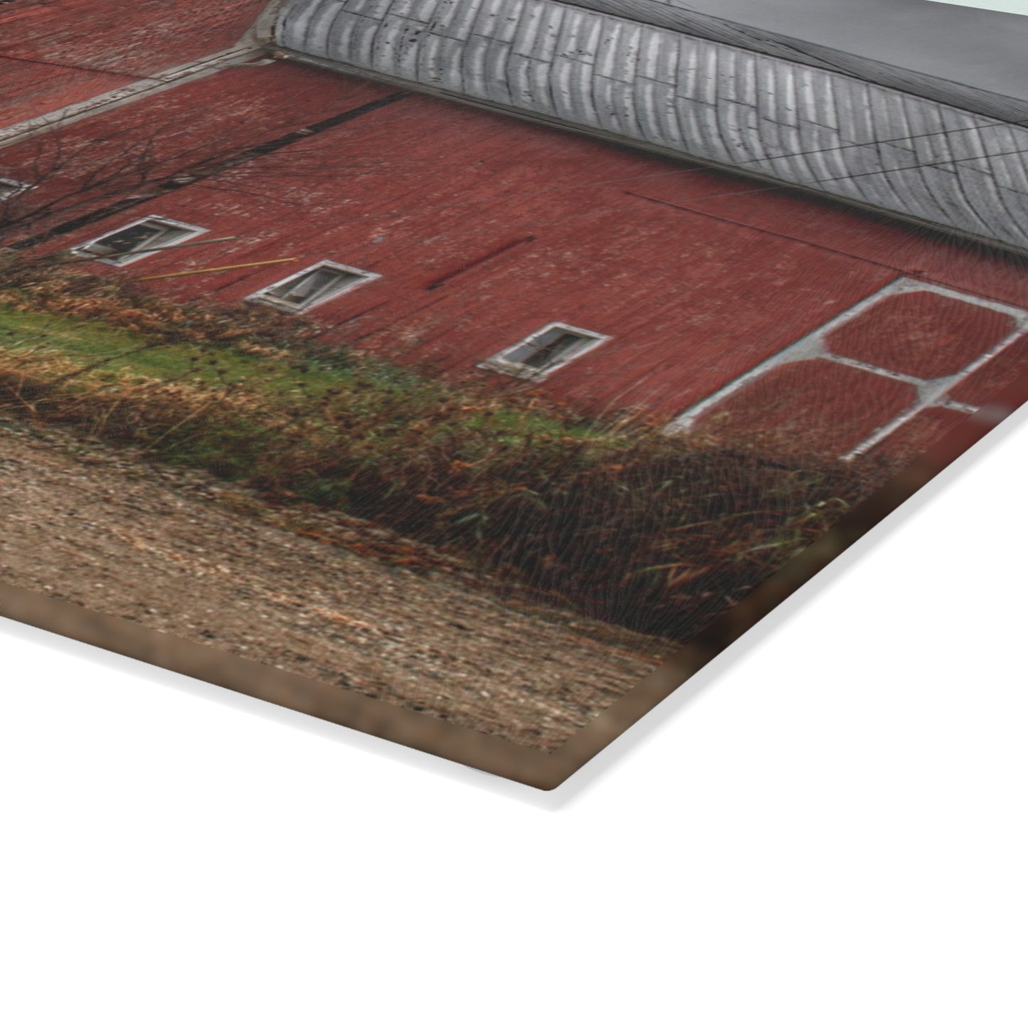 U R There Photography Stanley Road Reds Rustic Farmhouse Tempered-Glass Cutting Board