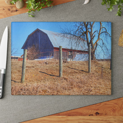 U R There Photography Marathon Haybarn on the Hill II Rustic Farmhouse Tempered-Glass Cutting Board