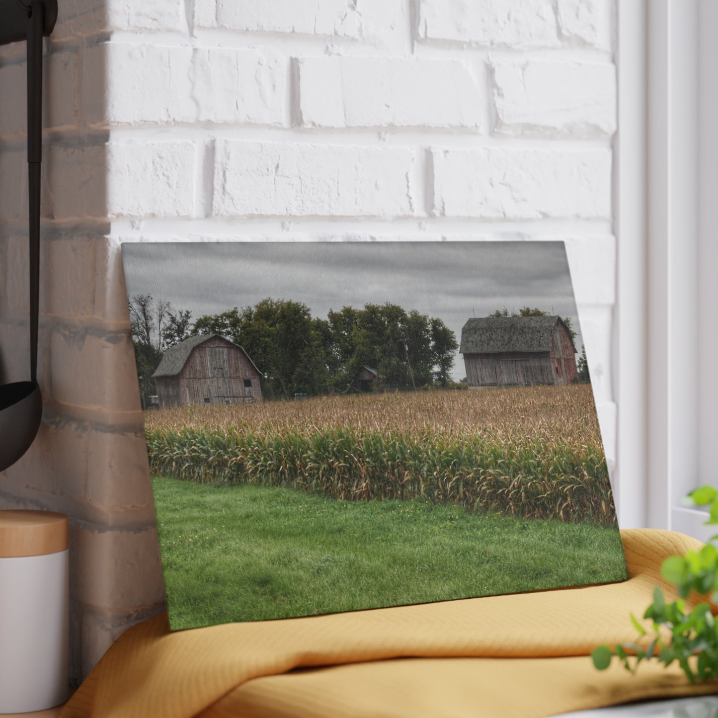 U R There Photography East Caro Road Reds Rustic Farmhouse Tempered-Glass Cutting Board