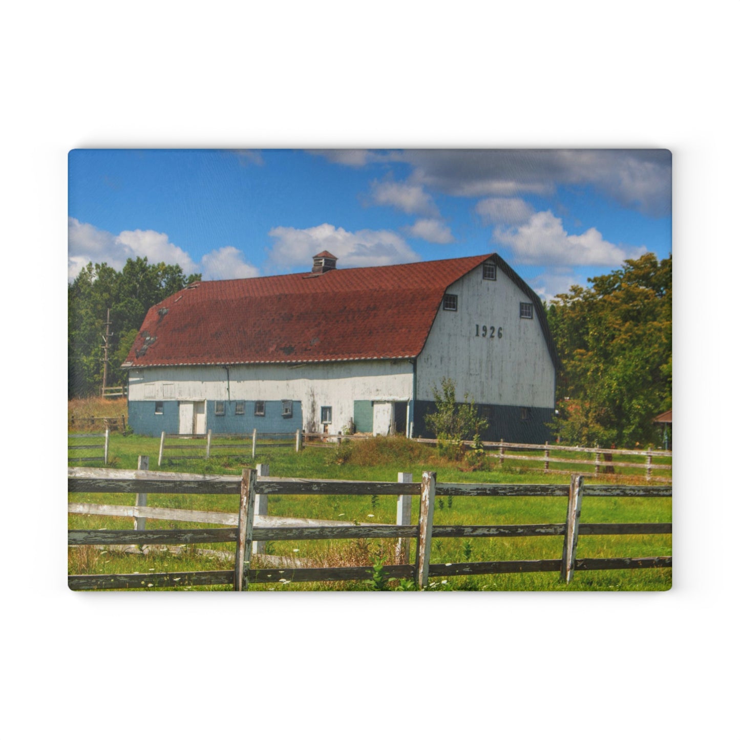 U R There Photography Beyond the Fence on Clark Road Rustic Farmhouse Tempered-Glass Cutting Board