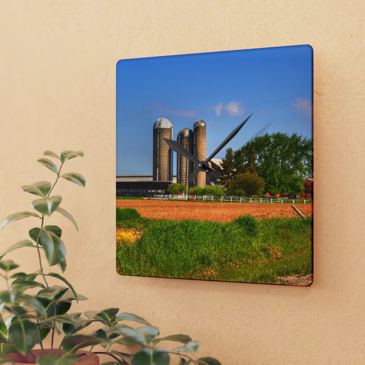 U R There Photography Leslie Road Hidden Rustic Farmhouse Acrylic Analog Wall Clock