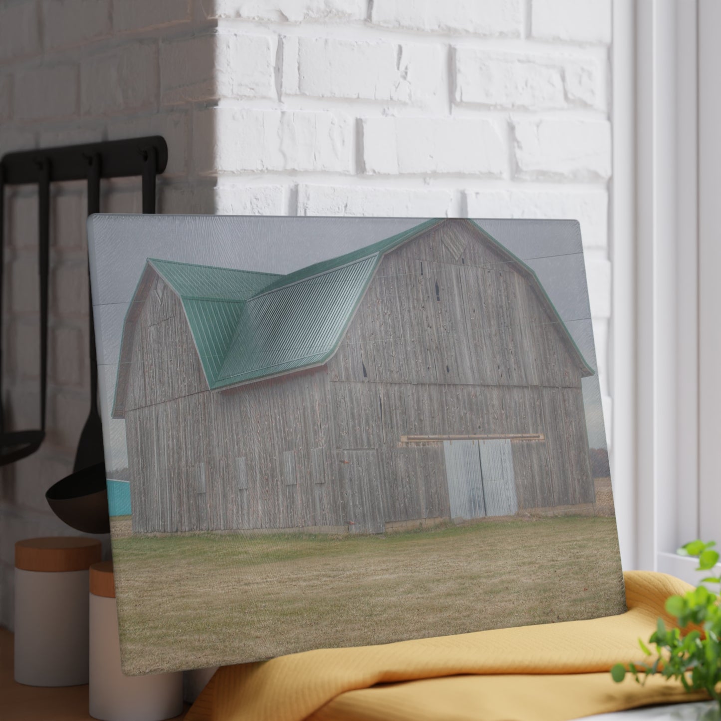 U R There Photography Forest Road Grey Rustic Farmhouse Tempered-Glass Cutting Board