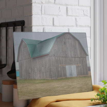 U R There Photography Forest Road Grey Rustic Farmhouse Tempered-Glass Cutting Board