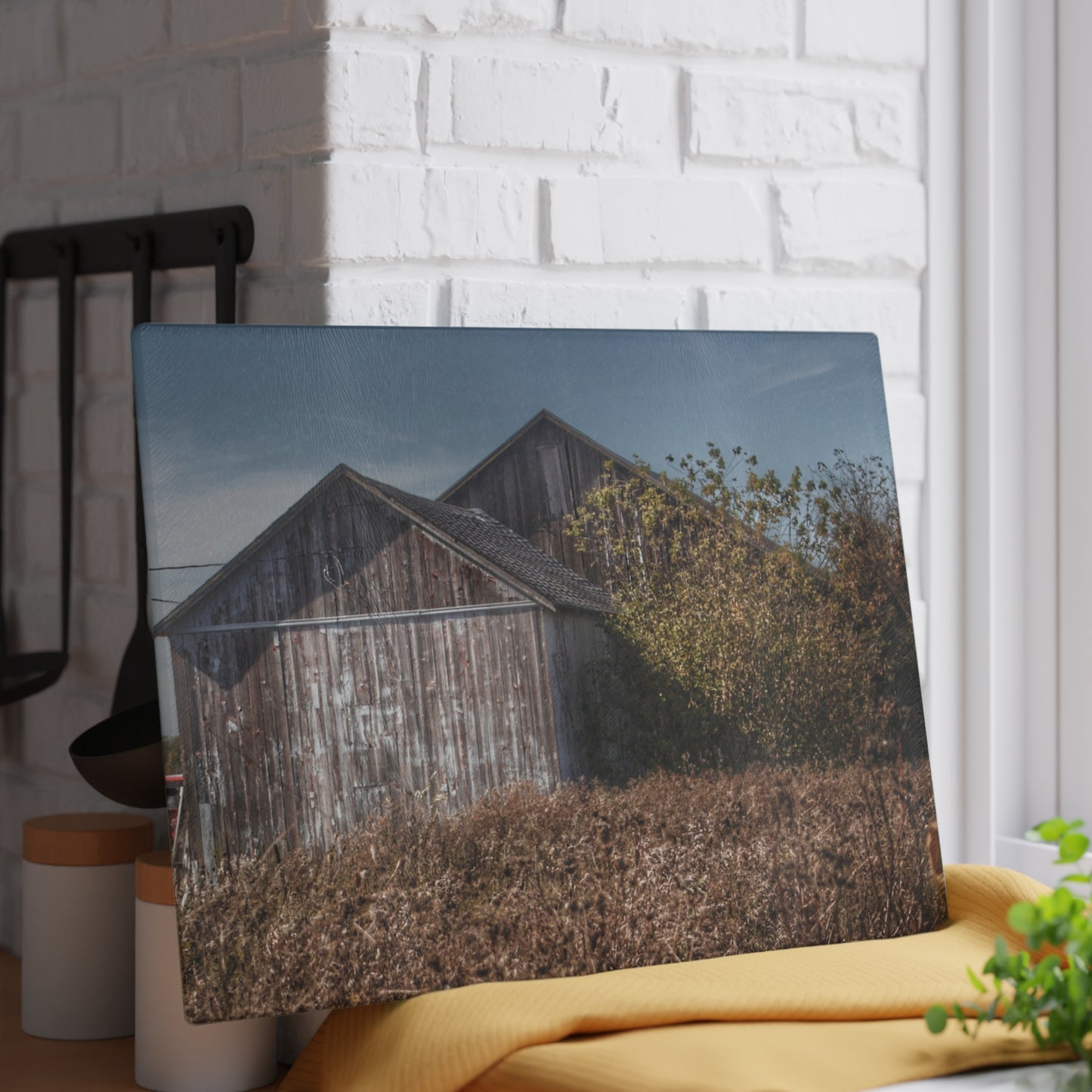 U R There Photography Fulmer Road Greys Rustic Farmhouse Tempered-Glass Cutting Board