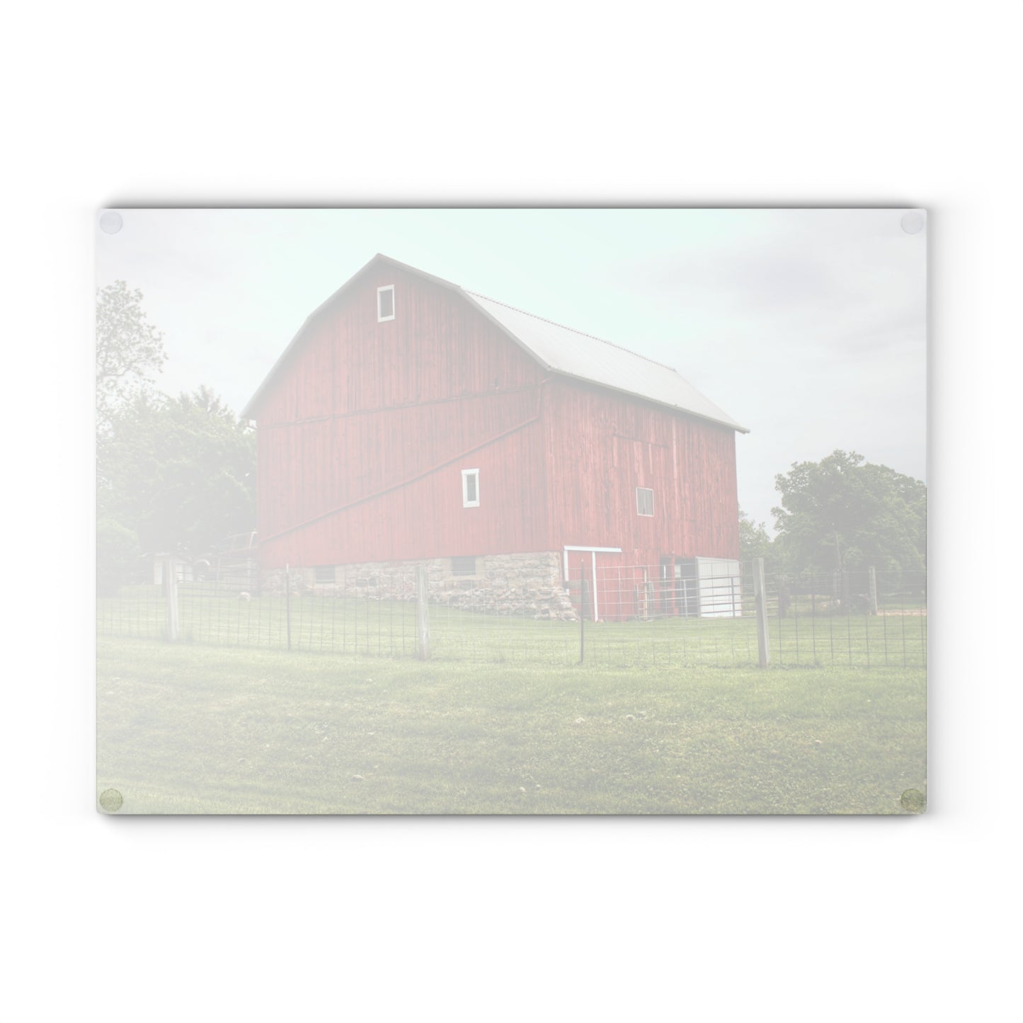 U R There Photography Elba Red II Rustic Farmhouse Tempered-Glass Cutting Board