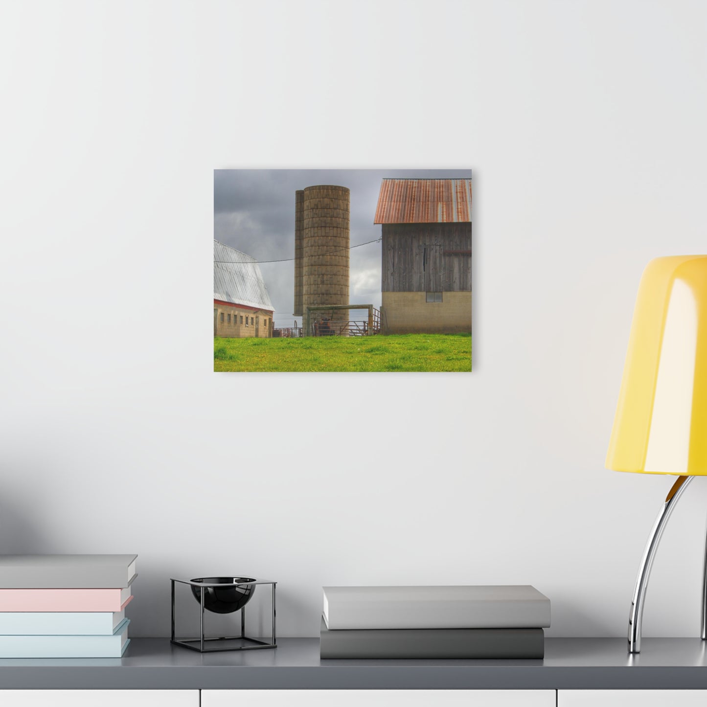 U R There Photography Clothier Road Grey and Silo Rustic Farmhouse Acrylic Wall Print