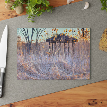 U R There Photography Haines Hidden Gazebo Rustic Farmhouse Tempered-Glass Cutting Board