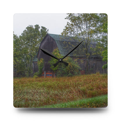 U R There Photography Metamora Road Grey Rustic Farmhouse Acrylic Analog Wall Clock