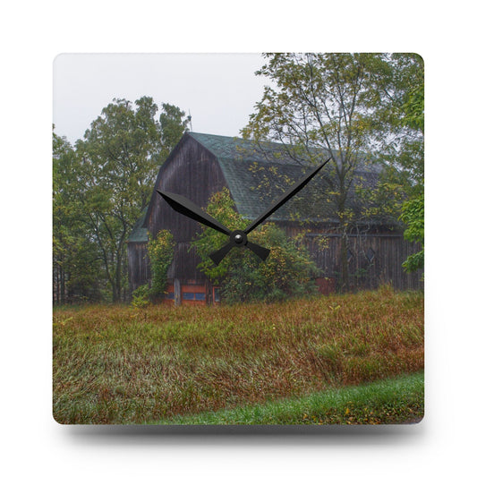 Metamora Road Grey Rustic Farmhouse Acrylic Analog Wall Clock 10.75'' × 10.75'' (Square)