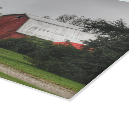 U R There Photography Bronson Lake Hidden Red II Rustic Farmhouse Tempered-Glass Cutting Board