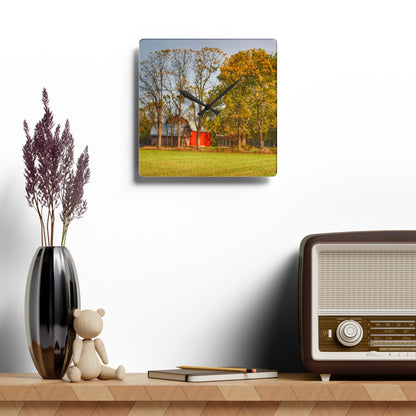 U R There Photography Barkley Road Red II Rustic Farmhouse Acrylic Analog Wall Clock