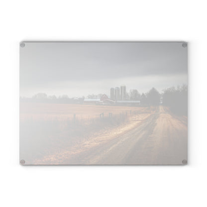 U R There Photography Across the Field on Daley Road Rustic Farmhouse Tempered-Glass Cutting Board