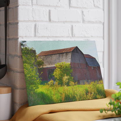 U R There Photography Leslie Road Red II Rustic Farmhouse Tempered-Glass Cutting Board