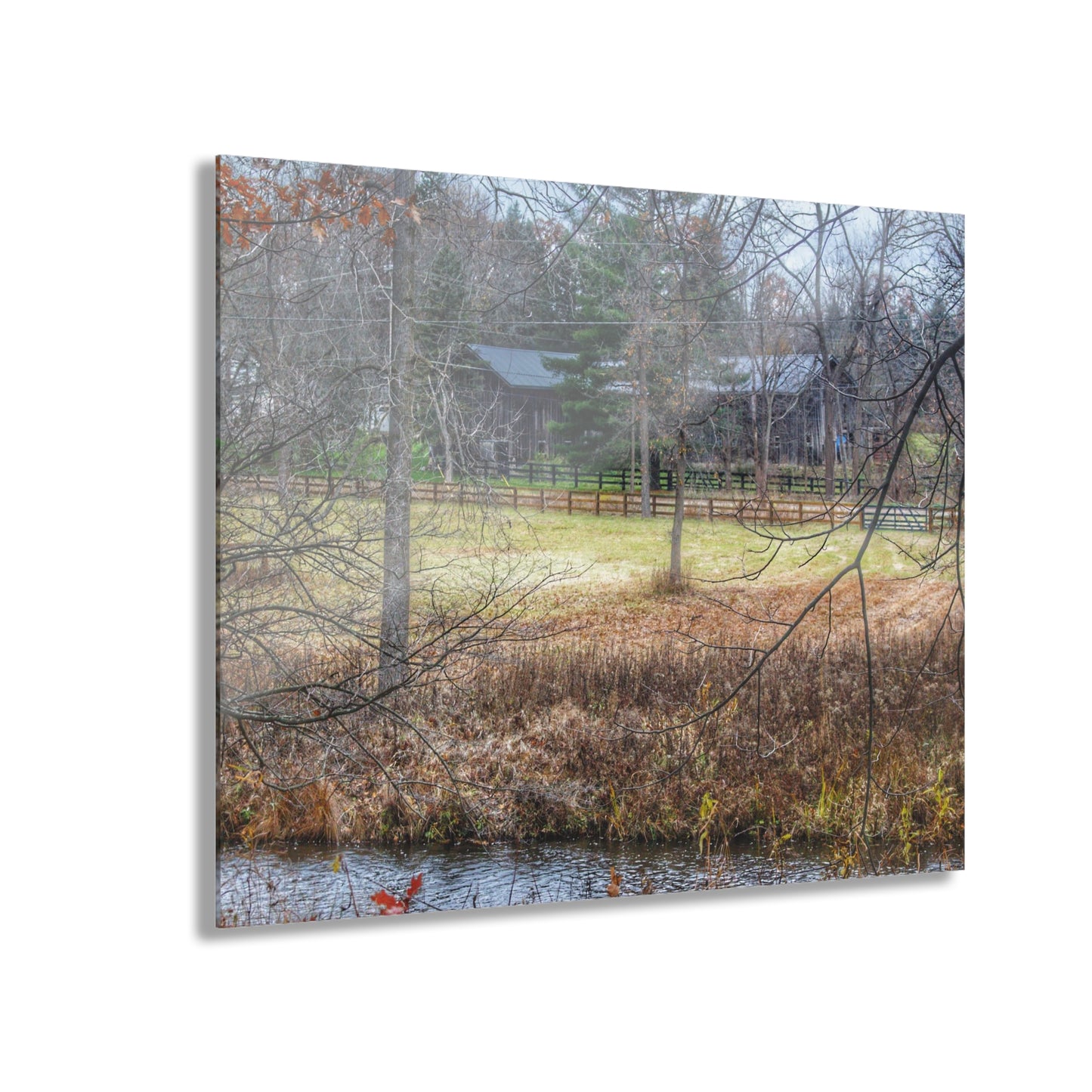 U R There Photography Brewer Road Hidden Grey Rustic Farmhouse Acrylic Wall Print