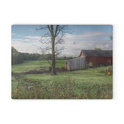 U R There Photography West Oregon Road Hidden Red III Rustic Farmhouse Tempered-Glass Cutting Board