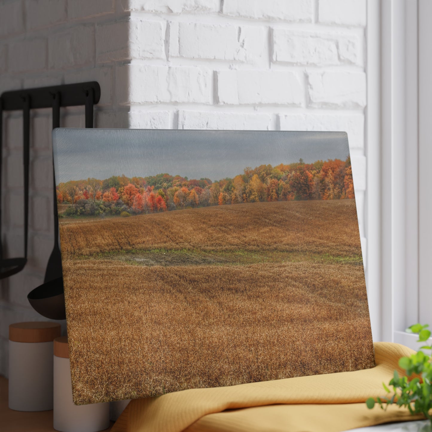 U R There Photography Colors of Fall on Lippincott Road Rustic Farmhouse Tempered-Glass Cutting Board