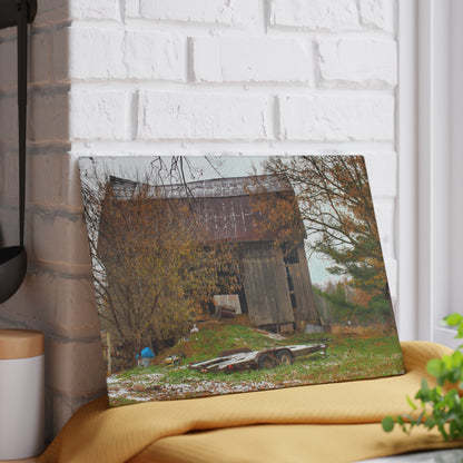 U R There Photography Frenchline Road Old Grey Rustic Farmhouse Tempered-Glass Cutting Board