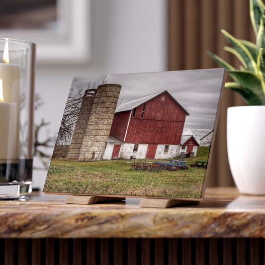 U R There Photography Fostoria Red I Rustic Farmhouse Decorative Ceramic Tile
