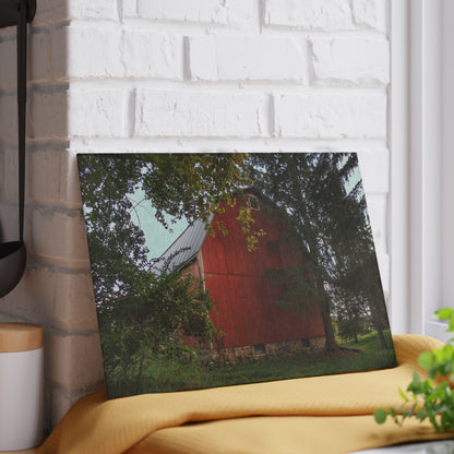 U R There Photography Hough Road Red I Rustic Farmhouse Tempered-Glass Cutting Board