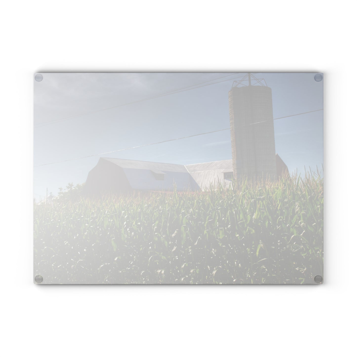 U R There Photography Above the Corn on Tuscola Road Rustic Farmhouse Tempered-Glass Cutting Board