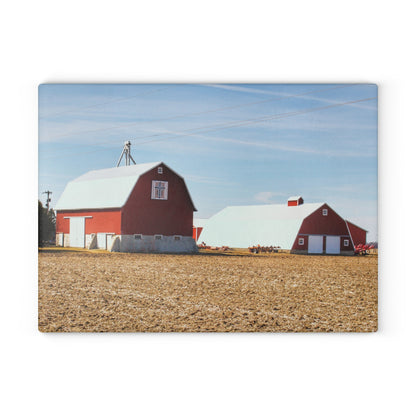 U R There Photography French Road Quilted Red Rustic Farmhouse Tempered-Glass Cutting Board