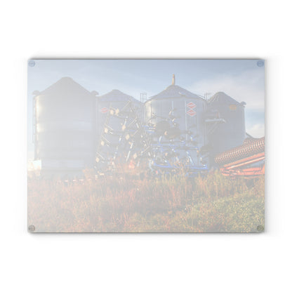 U R There Photography Peck Road Grain Silos Rustic Farmhouse Tempered-Glass Cutting Board