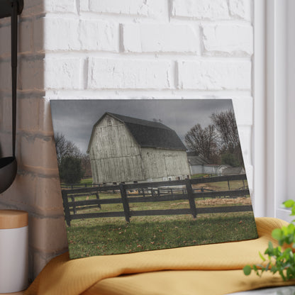 U R There Photography Roadside White Beyond the Fences Rustic Farmhouse Tempered-Glass Cutting Board