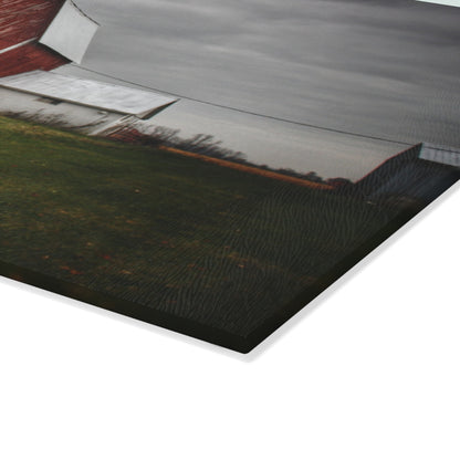 U R There Photography Mills Road Red II Rustic Farmhouse Tempered-Glass Cutting Board