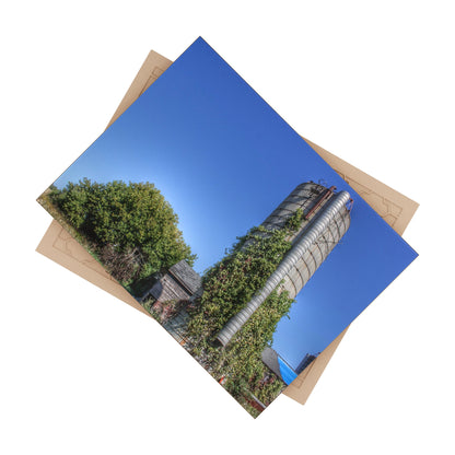 U R There Photography Bordman Road Old Grey and Silo I Rustic Farmhouse Decorative Ceramic Tile