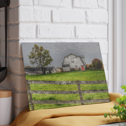 U R There Photography Hill Road Hillside White Rustic Farmhouse Tempered-Glass Cutting Board