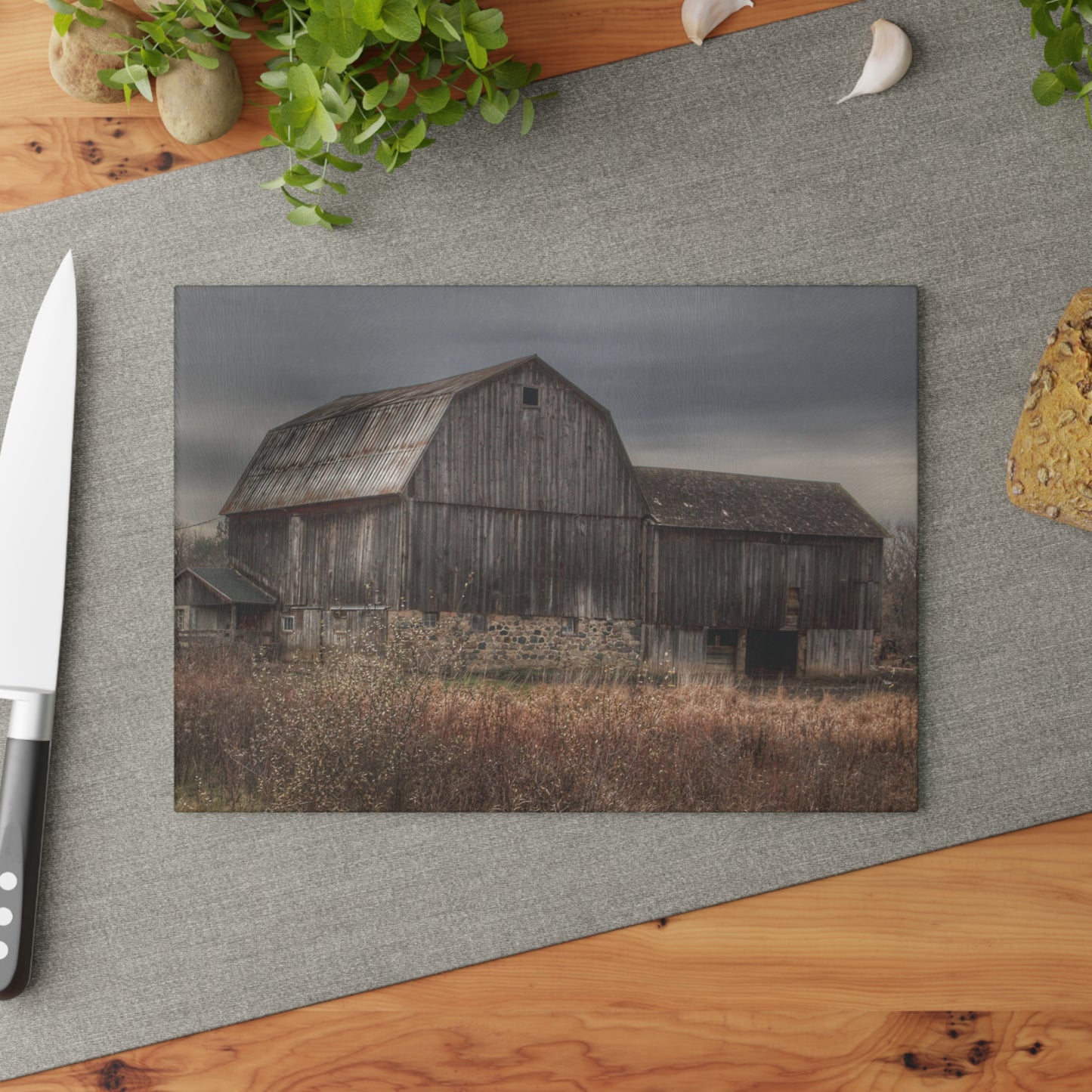 U R There Photography Majestic Grey Rustic Farmhouse Tempered-Glass Cutting Board