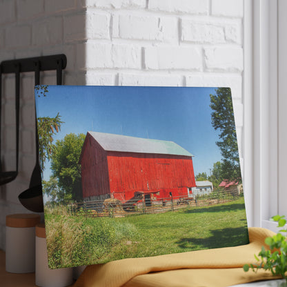 U R There Photography Harris Road Red Rustic Farmhouse Tempered-Glass Cutting Board