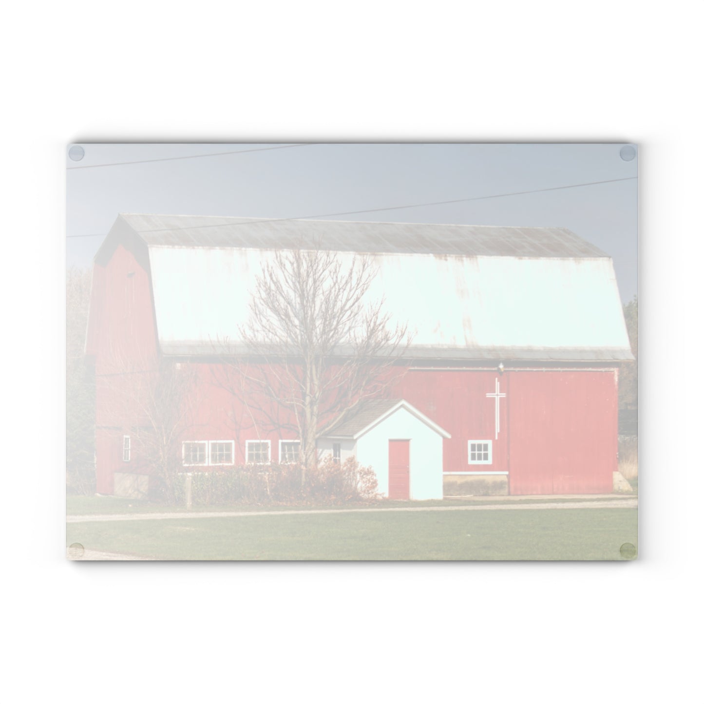 U R There Photography Bray Road Red I Rustic Farmhouse Tempered-Glass Cutting Board