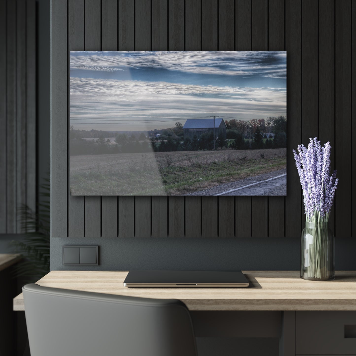 U R There Photography Burnside Road Grey Blues Rustic Farmhouse Acrylic Wall Print