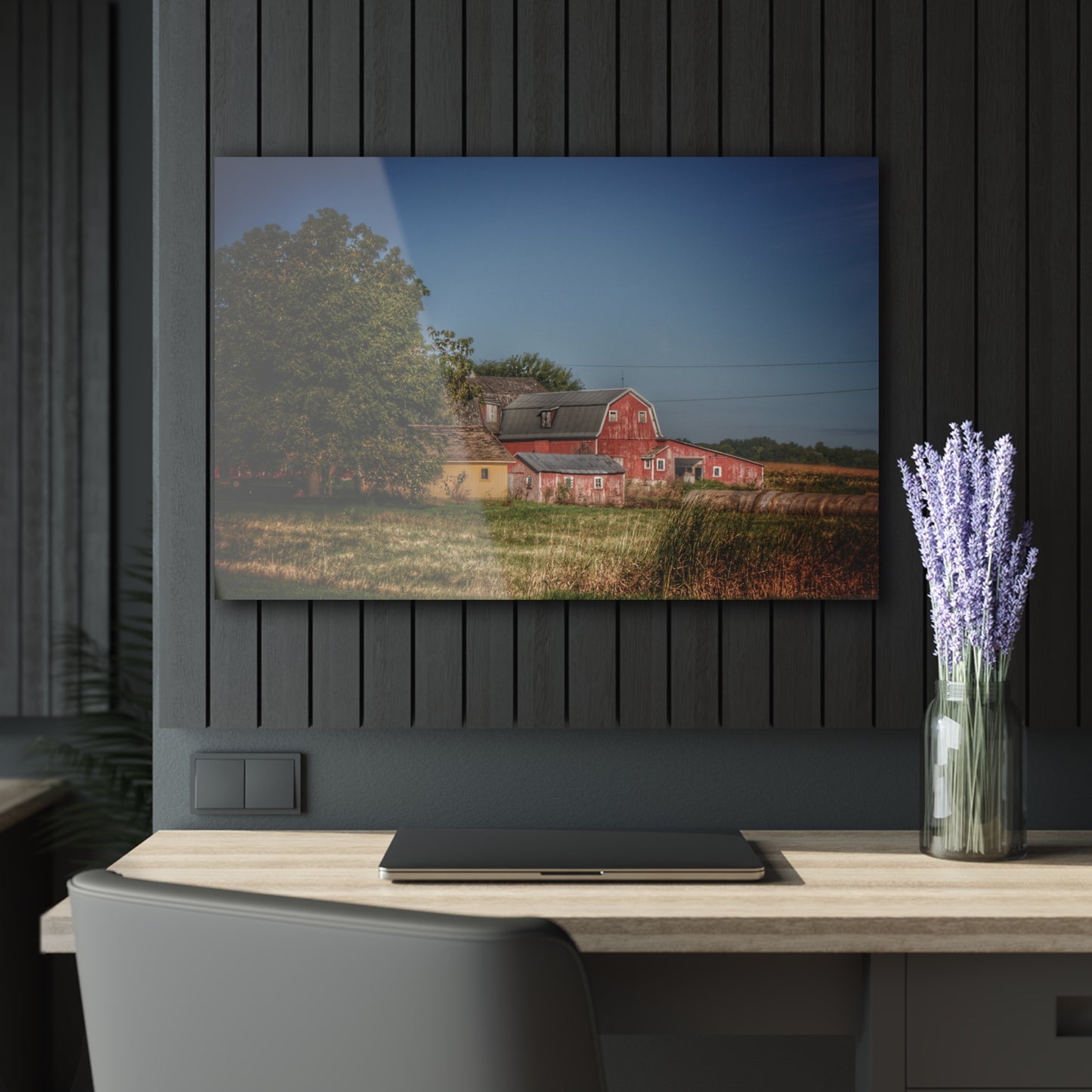 U R There Photography Rochester Road Red I Rustic Farmhouse Acrylic Wall Print