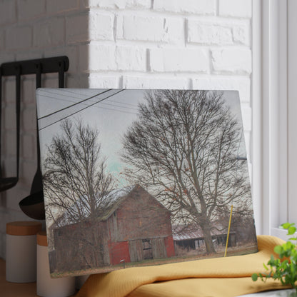 U R There Photography Almont Van Dyke Red III Rustic Farmhouse Tempered-Glass Cutting Board